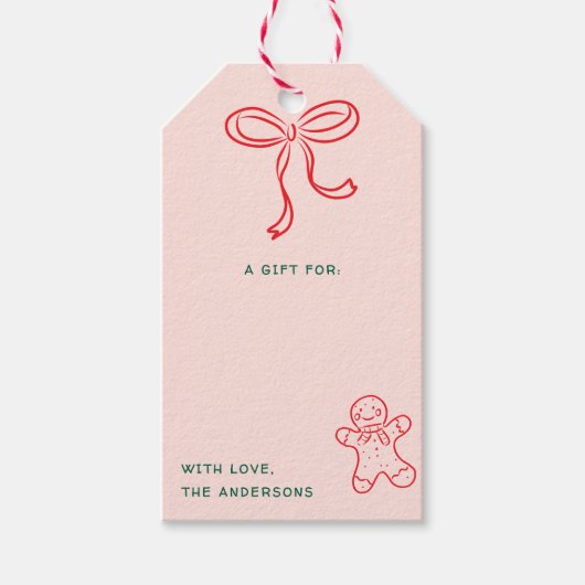 かわいいおもしろいドードレスクリスマスホリデー ギフトタグ (正面)