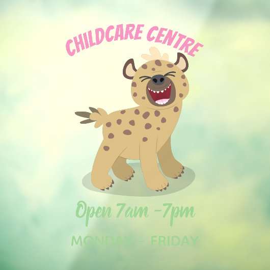 かわいいおもしろいハイエナ笑い漫画イラストレーション ウィンドウサイン (シート3)