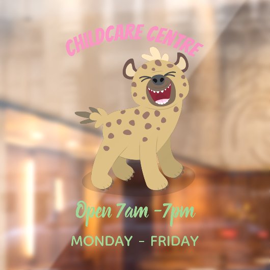 かわいいおもしろいハイエナ笑い漫画イラストレーション ウィンドウサイン (シート2)