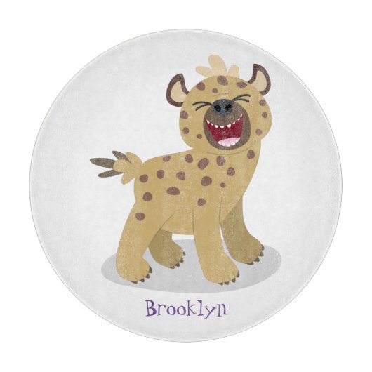 かわいいおもしろいハイエナ笑い漫画イラストレーション カッティングボード (正面)