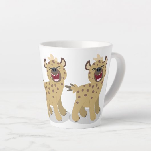 かわいいおもしろいハイエナ笑い漫画イラストレーション カフェラテマグ (右アングル)