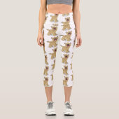 かわいいおもしろいハイエナ笑い漫画イラストレーション カプリレギンス (正面)