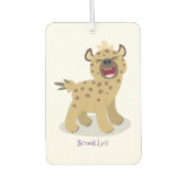 かわいいおもしろいハイエナ笑い漫画イラストレーション カーエアーフレッシュナー (正面)