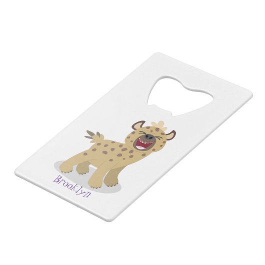 かわいいおもしろいハイエナ笑い漫画イラストレーション クレジットカード栓抜き (裏面アングル)