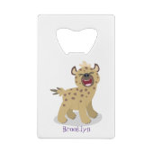 かわいいおもしろいハイエナ笑い漫画イラストレーション クレジットカード栓抜き (裏面)