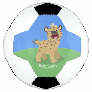 かわいいおもしろいハイエナ笑い漫画イラストレーション サッカーボール