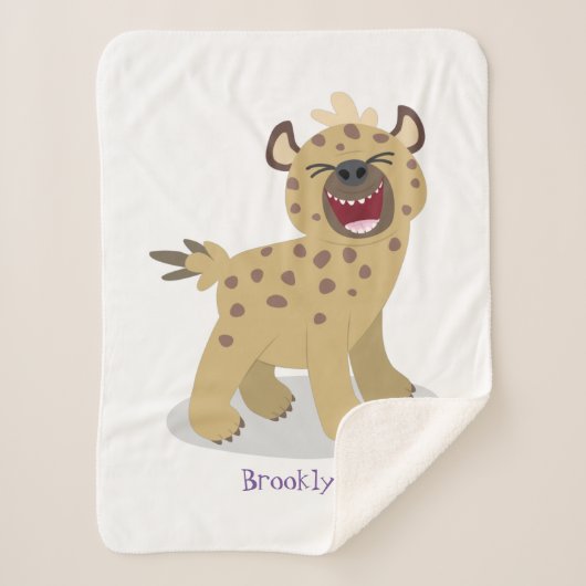 かわいいおもしろいハイエナ笑い漫画イラストレーション シェルパブランケット (正面)