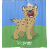 かわいいおもしろいハイエナ笑い漫画イラストレーション シャワーカーテン (正面)