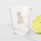 かわいいおもしろいハイエナ笑い漫画イラストレーション ショットグラス (裏面)