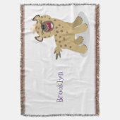 かわいいおもしろいハイエナ笑い漫画イラストレーション スローブランケット (正面縦)