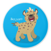 かわいいおもしろいハイエナ笑い漫画イラストレーション セラミックノブ (正面)