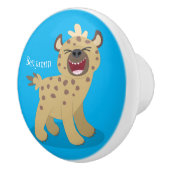 かわいいおもしろいハイエナ笑い漫画イラストレーション セラミックノブ (右)