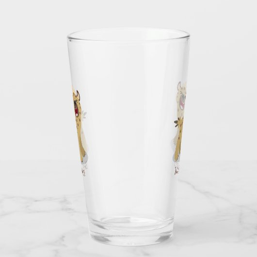 かわいいおもしろいハイエナ笑い漫画イラストレーション タンブラーグラス (右)