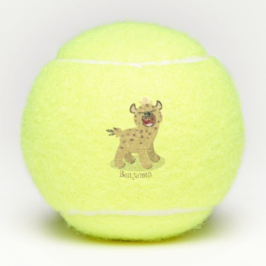 かわいいおもしろいハイエナ笑い漫画イラストレーション テニスボール (正面)