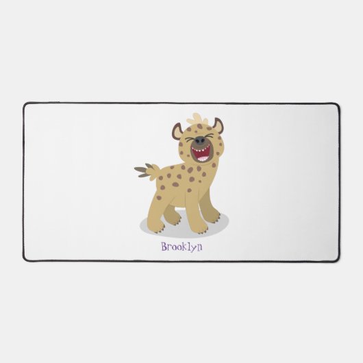 かわいいおもしろいハイエナ笑い漫画イラストレーション デスクマット (正面)