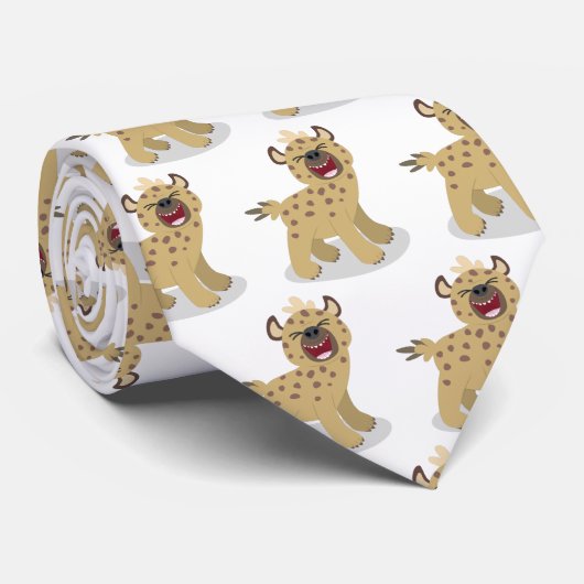 かわいいおもしろいハイエナ笑い漫画イラストレーション ネクタイ (ロール)