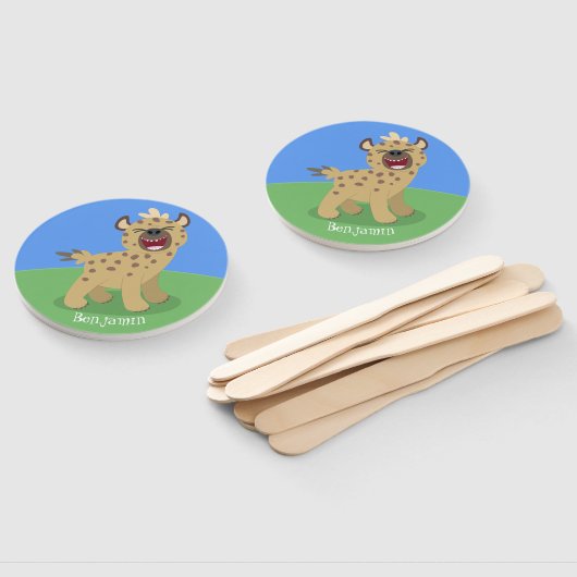 かわいいおもしろいハイエナ笑い漫画イラストレーション ハンドファン (組立なし)