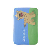 かわいいおもしろいハイエナ笑い漫画イラストレーション バスマット (正面縦)