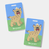 かわいいおもしろいハイエナ笑い漫画イラストレーション バッジ (表裏)