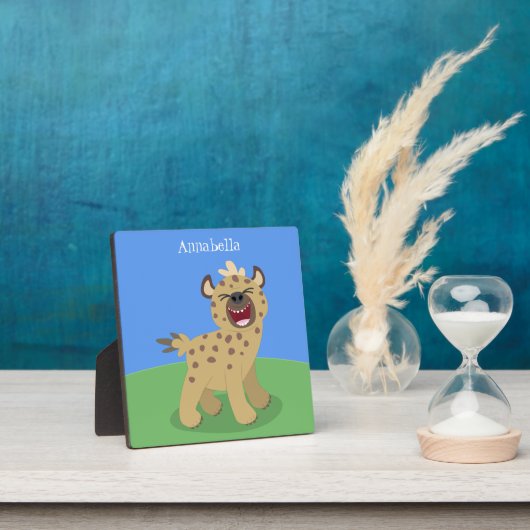 かわいいおもしろいハイエナ笑い漫画イラストレーション フォトプラーク (インサイチュ)