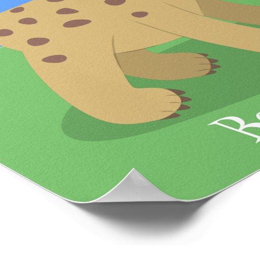 かわいいおもしろいハイエナ笑い漫画イラストレーション ポスター (角)