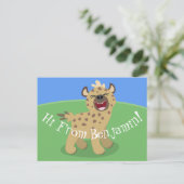 かわいいおもしろいハイエナ笑い漫画イラストレーション ポストカード (スタンド正面)