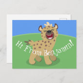 かわいいおもしろいハイエナ笑い漫画イラストレーション ポストカード (正面/裏面)