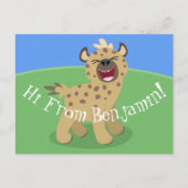 かわいいおもしろいハイエナ笑い漫画イラストレーション ポストカード (正面)