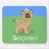 かわいいおもしろいハイエナ笑い漫画イラストレーション マウスパッド (正面)