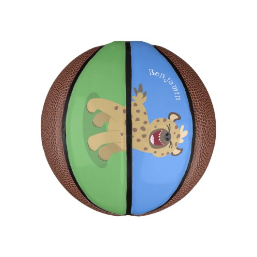 かわいいおもしろいハイエナ笑い漫画イラストレーション ミニバスケットボール (縦)