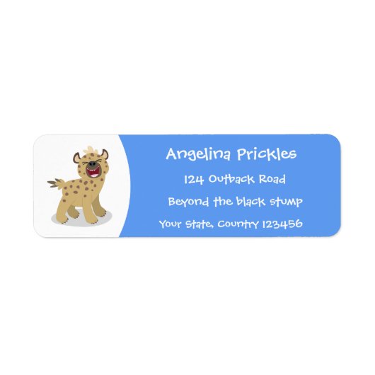 かわいいおもしろいハイエナ笑い漫画イラストレーション ラベル (正面)