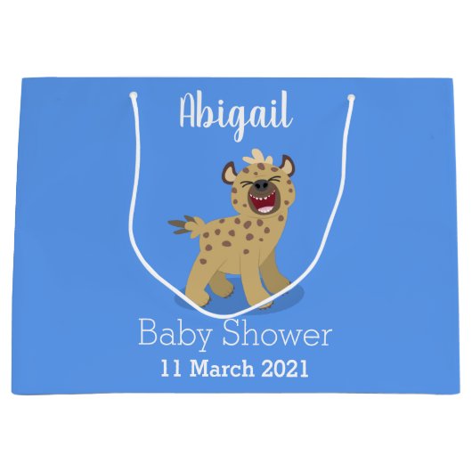 かわいいおもしろいハイエナ笑い漫画イラストレーション ラージペーパーバッグ (正面)