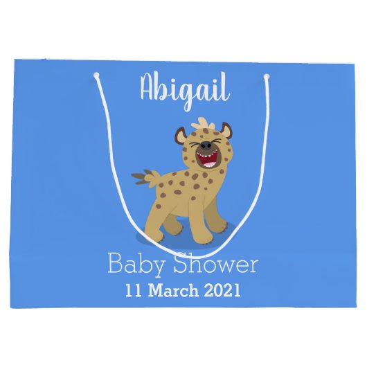 かわいいおもしろいハイエナ笑い漫画イラストレーション ラージペーパーバッグ (裏面)