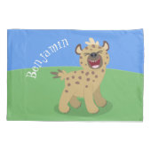 かわいいおもしろいハイエナ笑い漫画イラストレーション 枕カバー (裏面)