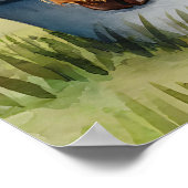 かわいいおもしろいハイランドカウバスルームのウォールアート ポスター (角)