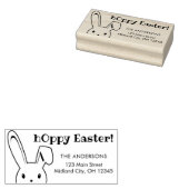 かわいいおもしろいハッピーイースターバニーの名前のアドレス ラバースタンプ (押印)