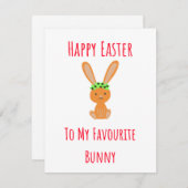 かわいいおもしろいハッピーイースター シーズンカード (正面/裏面)