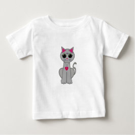 かわいいおもしろいハッピーグレー猫 ベビーTシャツ