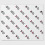 かわいいおもしろいハッピーグレー猫 ラッピングペーパー (フラット)