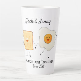 かわいいおもしろいハッピートースト卵 カフェラテマグ