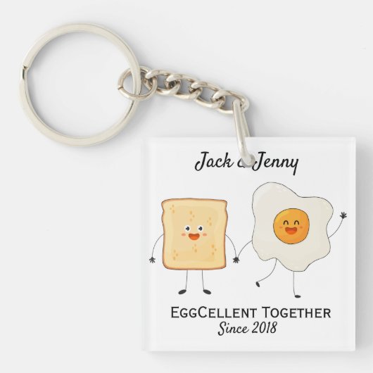 かわいいおもしろいハッピートースト卵 キーホルダー (正面)