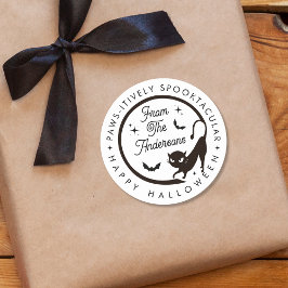 かわいいおもしろいハッピーハローウィン黒猫こうもり ラウンドシール