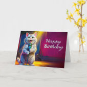 かわいいおもしろいハッピーバースデー子猫 カード (黄色い花)