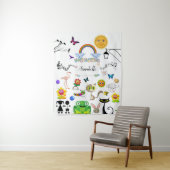 かわいいおもしろいハッピーマンガのキャラクターがパーソナライズ タペストリー (インサイチュ)