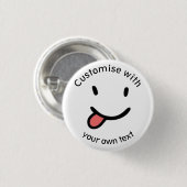 かわいいおもしろいハッピー顔舌アウトカスタム文字 缶バッジ (正面&裏面)
