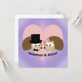 かわいいおもしろいハリネズミとキス カード (正面/裏面インサイチュ)