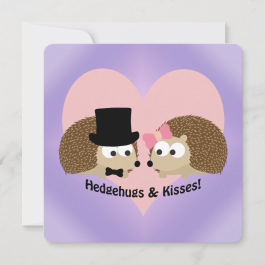 かわいいおもしろいハリネズミとキス カード (正面)