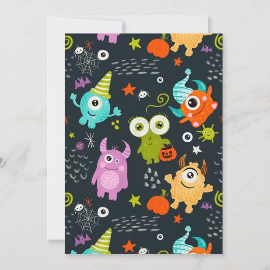 かわいいおもしろいハロウィーン小さなモンスター赤ちゃんシャワー 招待状 (裏面)