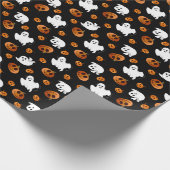 かわいいおもしろいハロウィーン幽霊カボチャパターン ラッピングペーパー (角)