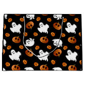 かわいいおもしろいハロウィーン幽霊カボチャパターン ラージペーパーバッグ (正面)